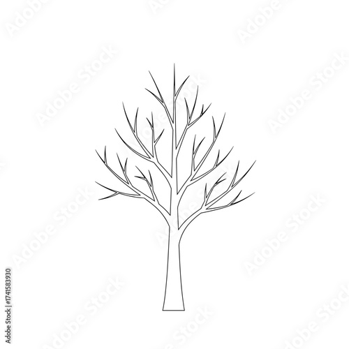 Charming minimalist tree illustration with wintery blue foliage for seasonal designs and inviting nature-inspired artwork, perfect for decorative projects