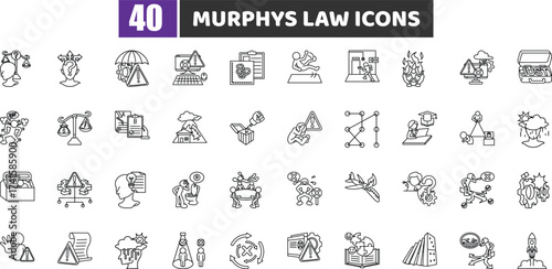 Murphy's Law Icons Set - Risk Management and Worst Case Scenario Vector Collection