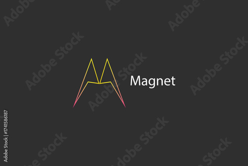 Letter M  line art golden creative and simple technological electric modern business logo