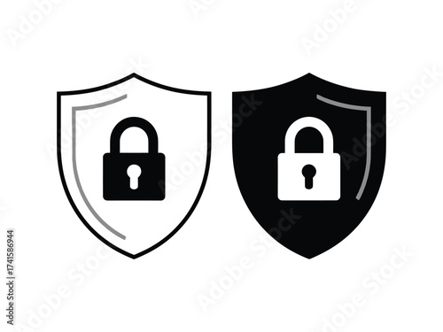 Shield and Lock Icons Representing Security and Protection