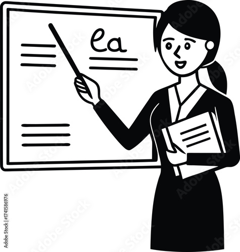 Charming black and white drawing of two children enjoying a picnic under a blossoming tree isolated on transparent background