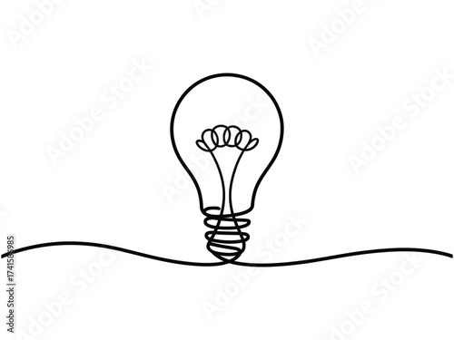 Simple Line Art Light Bulb Icon