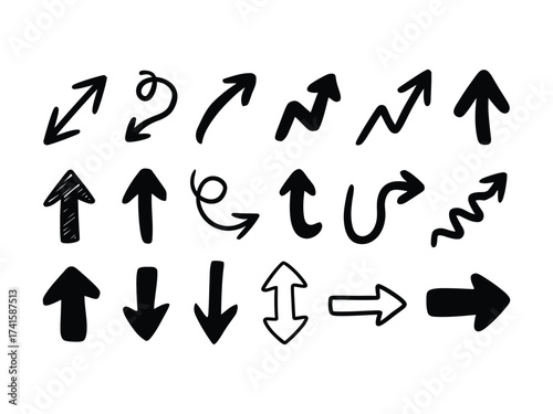 Collection of Hand-Drawn Arrows in Various Styles
