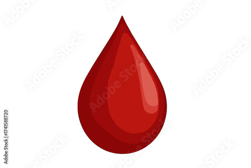 Blood drop isolated vector illustration. Symbol for blood donation, medical test, dna analysis. Red liquid droplet icon for healthcare, charity, science, and hemoglobin concepts.