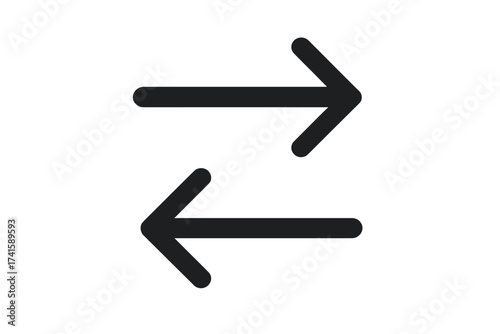Transfer arrows icon vector illustration, double direction arrows symbol, exchange, switch, swap. Simple black line arrows with transparent background, digital data transfer and communication concept.