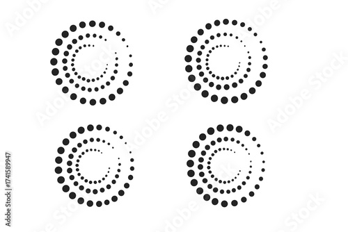Spiral dot icon vector set, swirling dotted circle whirl illustration, abstract swirl design elements, isolated on white background, modern circular vortex shapes, dynamic rotation patterns