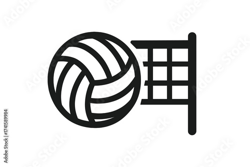 Volleyball ball with net icon, vector illustration, sport equipment silhouette on transparent background, isolated volleyball graphic for sports design, game symbol