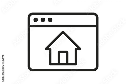 Homepage line icon in browser window. Website main page symbol. Vector illustration for UI UX design. Simple home button for web navigation and start or landing page.