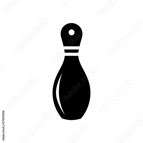Bowling pin and ball silhouette illustration on transparent background
