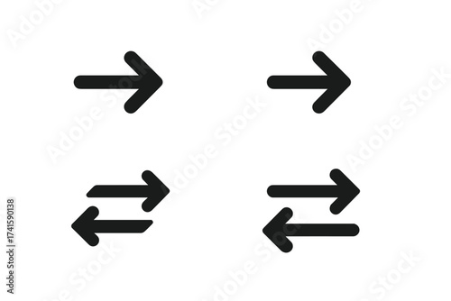 Transfer arrow icon symbol vector illustration set with transparent background, directional arrows for interface, navigation, digital and graphic design concepts, seamless flow and movement signs