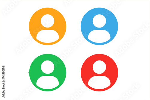User icon vector illustration in colorful circle profile symbols set with transparent background and vibrant colors for social media and digital avatars