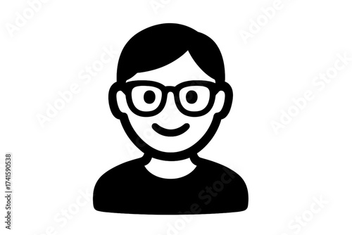 Nerd icon vector isolated. Man or woman wearing glasses emoji sign. Geek character face. Smart person avatar. Student, developer, or programmer symbol for web and mobile.