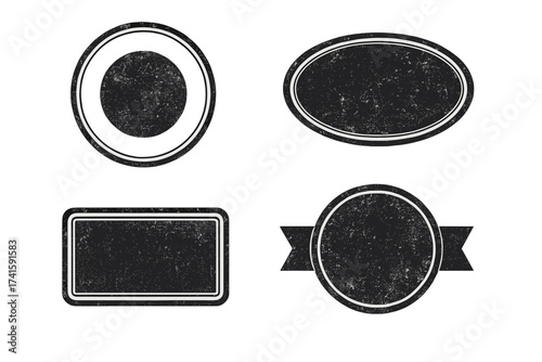 Set of blank grunge rubber stamps. Distressed texture vector frames collection. Retro badges and labels for logo design. Vintage seal, sticker, and insignia templates. Circle.