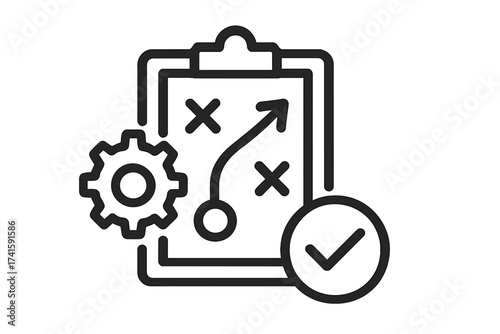 Strategy implementation and planning vector icon. Business process and workflow optimization. Project management, successful tactics and operations. Goal achievement concept.