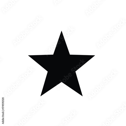A simple black star icon, a Christmas Opening Silhouette symbol for festive holiday celebrations and events
