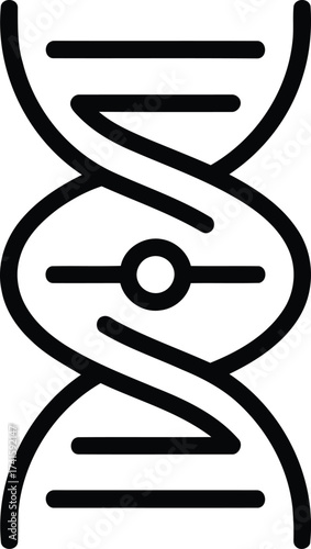 Black DNA Double Helix Icon with Center Circle genetics