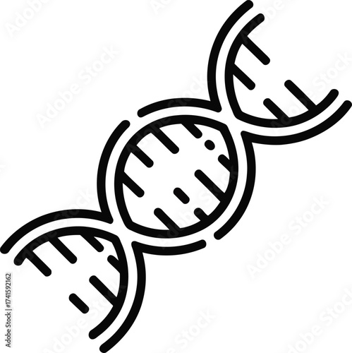 Black outline DNA molecule icon on white background