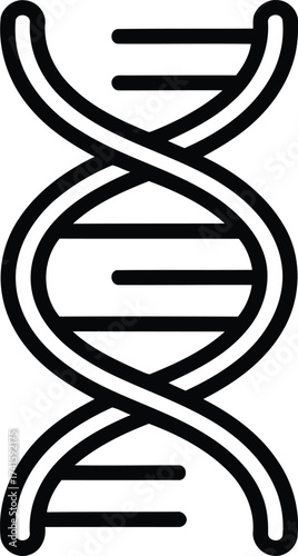 Black outline double helix DNA structure on white background