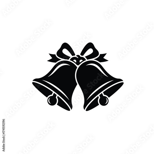 Christmas Opening Silhouette Festive Bell Duo with Bow, Perfect for Holiday Decor and Celebrations