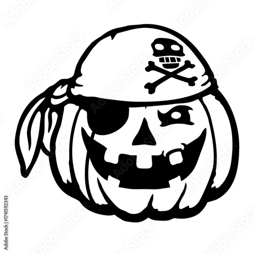 Pirate Pumpkin Sailor Halloween Funny Eye Patch Cartoon