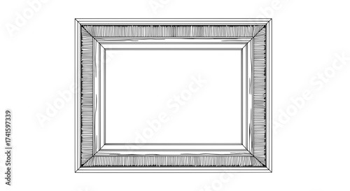 Empty Picture Frame: A meticulously rendered frame, devoid of a canvas or artwork, poised against a neutral expanse. Perfect for art, design, and visual composition.