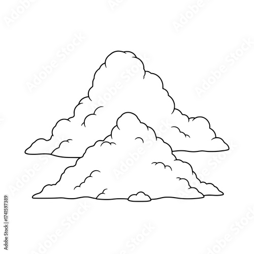 Abstract Mountain Range Illustration: An elegant, minimalist black and white outline of a mountain range, evoking a sense of natural beauty and serene landscapes.