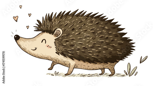 Adorable Cartoon Hedgehog with Brown Quills - Cute and Playful Animal Illustration