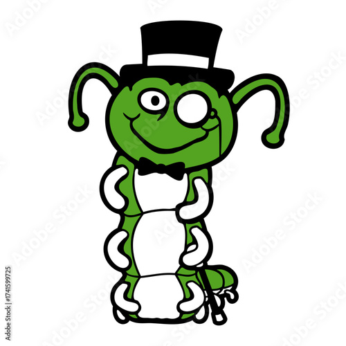 Caterpillar Sir Rich Man Monocle Glasses Top Hat