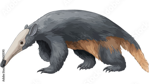 Detailed Cartoon Giant Anteater Walking Gracefully