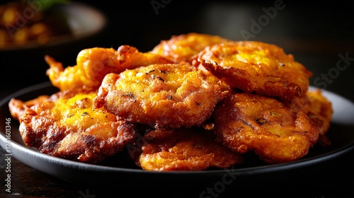Fototapeta Naklejka Na Ścianę i Meble -  Peruvian picarones pumpkin fritters, moody street food vibe