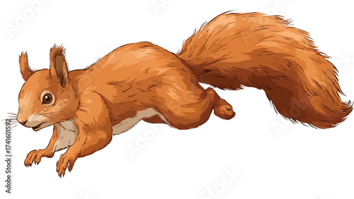 Playful Brown Squirrel Leaping through the Air - Captivating Wildlife Moment