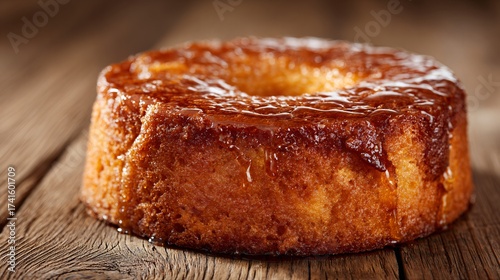 Portuguese bolo de mel honey cake, rustic wood surface