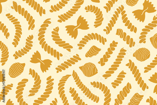 Colorful pasta shapes arranged in a fun pattern on a light background in an artistic display of culinary creativity