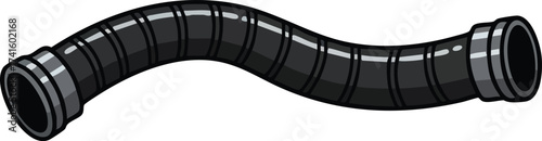 Flexible black corrugated hose pipe for industrial and mechanical use vector illustration 