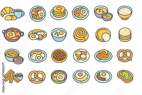Delicious breakfast spread featuring various foods arranged on colorful plates at a cozy morning setting
