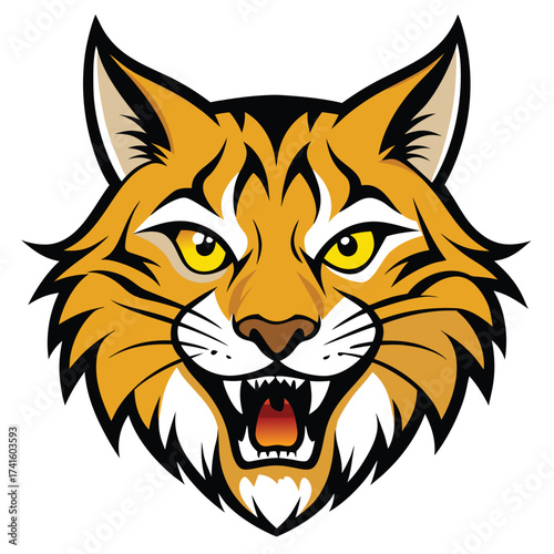 Vector art of angry bobcat head mascot