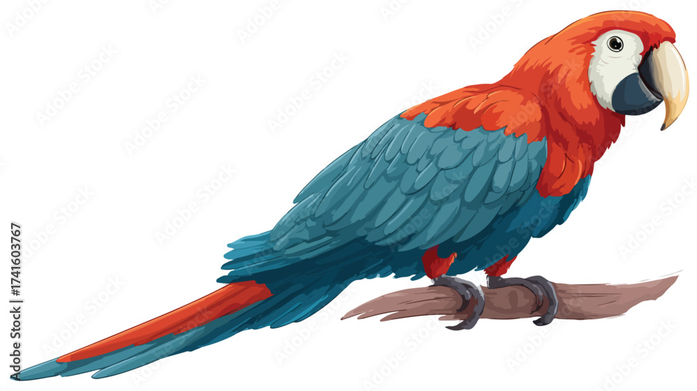 Obraz premium Colorful Animated Parrot Vector Cartoon Avatar Image for Designs