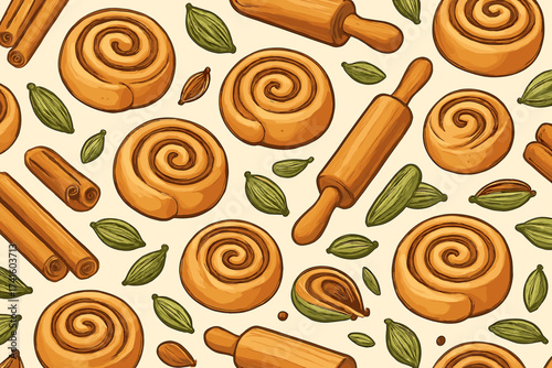 Swirls of deliciousness in a cozy kitchen with baking tools and spices