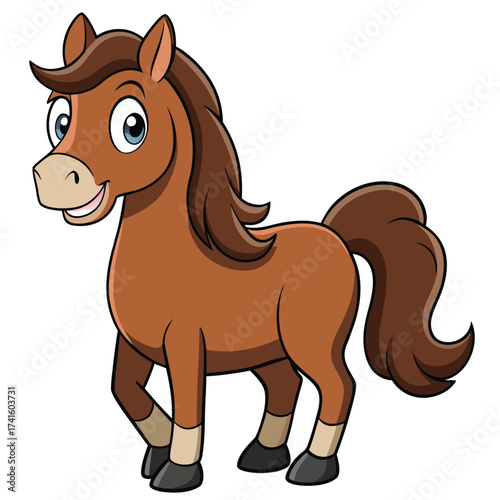 Vector art of cute cartoon brown horse