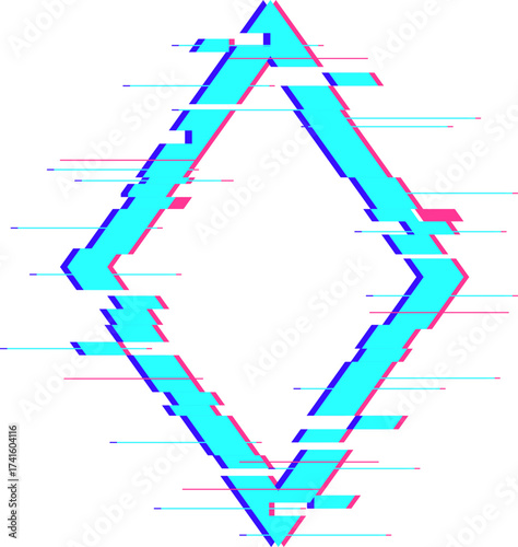 Glitch rhombus frame displaying digital art distortion