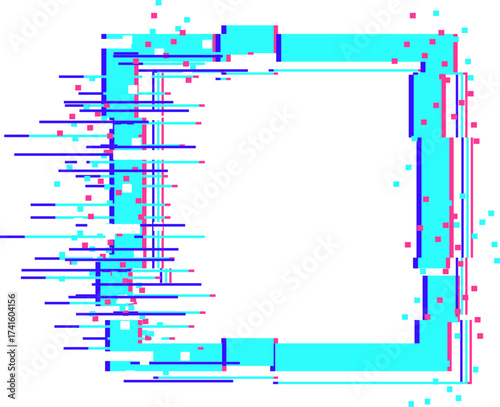 Glitch art frame pixelated digital distortion background
