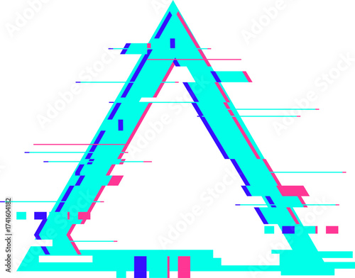Glitch art triangle geometric symbol digital distortion