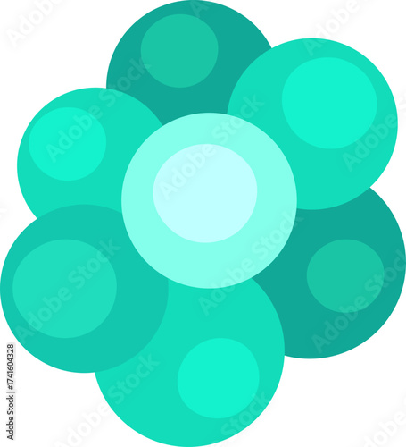 Teal cells clustering in biological science concept background