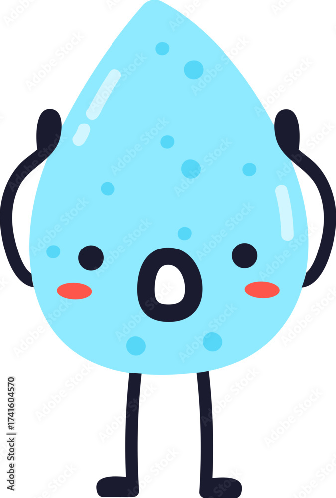 Obraz premium Water drop cartoon character feeling surprised and cute