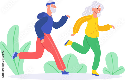 Senior couple running enjoying active healthy lifestyle