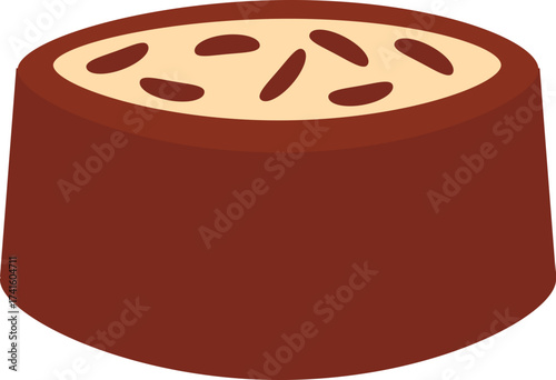Chocolate praline bonbon with filling and topping