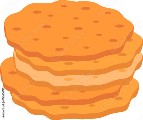 Stack of crackers a crispy baked snack food