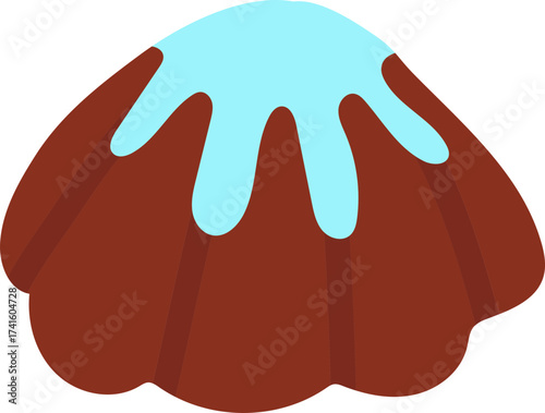 Bundt cake with light blue frosting illustration