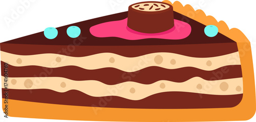 Chocolate cake slice illustrating sweet dessert and pastry