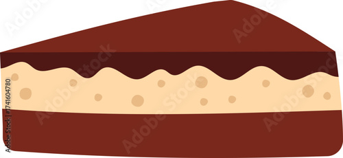 Chocolate cake slice with cream filling illustration
